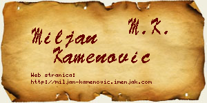Miljan Kamenović vizit kartica